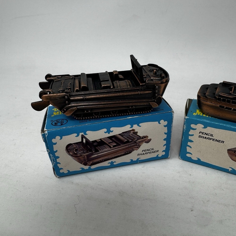 Vintage Die Cast Military Mini Pencil Sharpeners Ship Boat Miniature Lot of 2 - Picture 2 of 11
